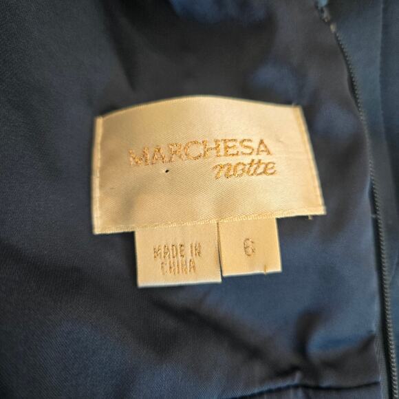 Marchesa Notte Silk Cocktail Dress Teal Flutter Sleeves Gathered Women 6 - Picture 10 of 12